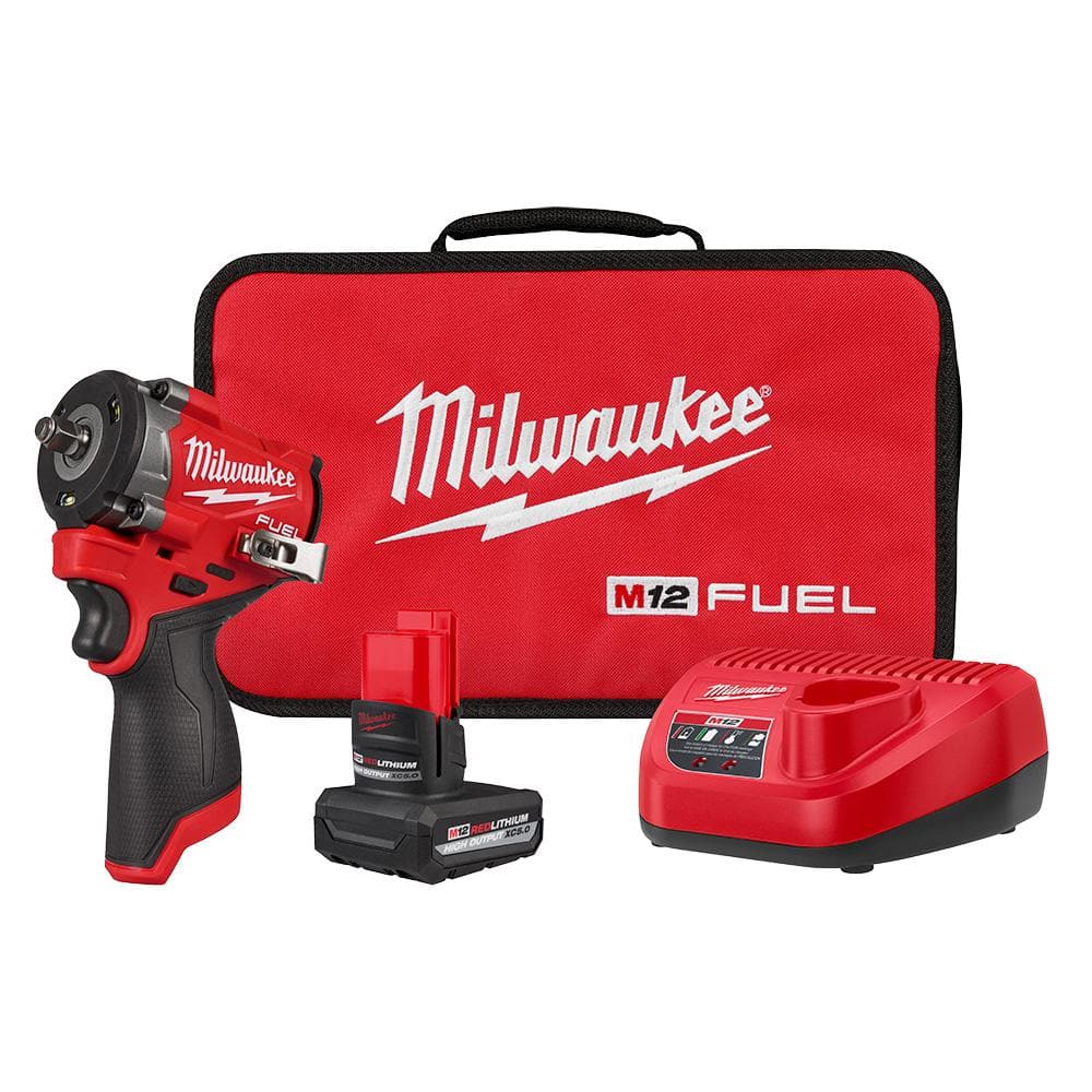 Milwaukee M12 FUEL 12V Li-Ion Brushless Cordless Stubby 3/8 in. Impact Wrench Kit w/(1) 5.0 Ah High Output Battery 2562-21 Milwaukee M12 FUEL 12V Li-Ion Brushless Cordless Stubby 3/8 in. Impact Wrench Kit w/(1) 5.0 Ah High Output Battery 2562-21