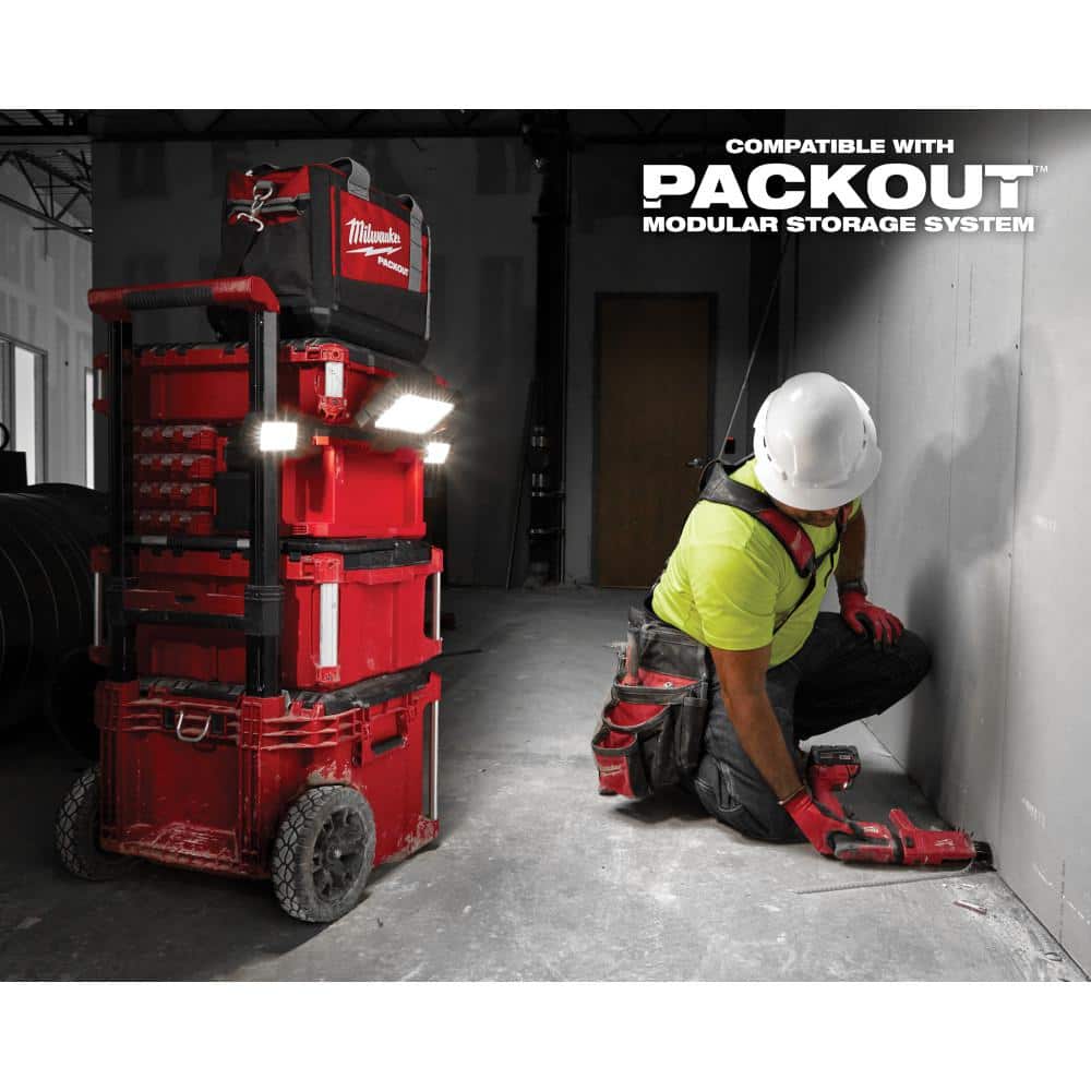 Milwaukee M18 18-Volt Lithium-Ion Cordless PACKOUT 3000 Lumens LED Light with Built-In Charger 2357-20 Milwaukee M18 18-Volt Lithium-Ion Cordless PACKOUT 3000 Lumens LED Light with Built-In Charger 2357-20