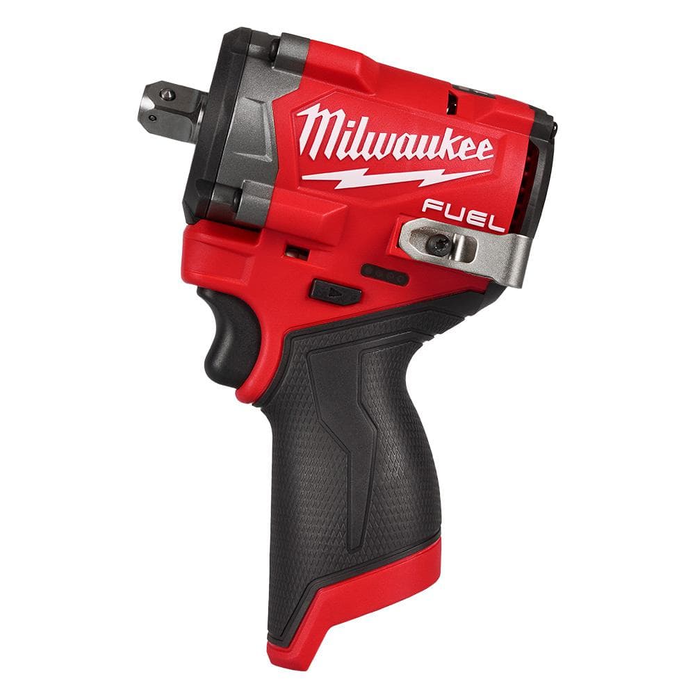 Milwaukee M12 FUEL 12V Lithium-Ion Brushless Cordless Stubby 1/2 in. Impact Wrench with Pin Detent (Tool-Only) 2563P-20 Milwaukee M12 FUEL 12V Lithium-Ion Brushless Cordless Stubby 1/2 in. Impact Wrench with Pin Detent (Tool-Only) 2563P-20
