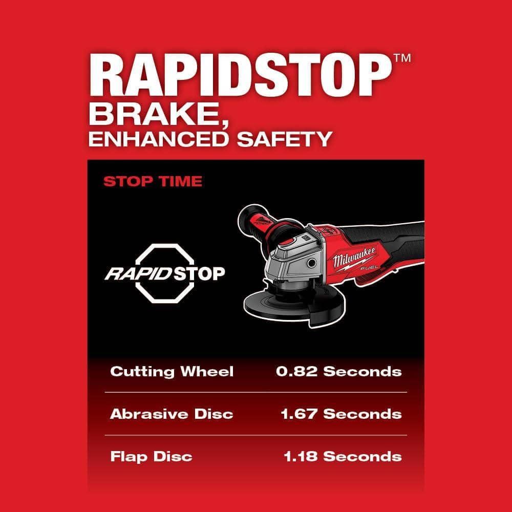 Milwaukee M18 FUEL 18V Lithium-Ion Brushless Cordless 4-1/2 in./5 in. Braking Grinder With Paddle Switch (Tool-Only) 2882-20 Milwaukee M18 FUEL 18V Lithium-Ion Brushless Cordless 4-1/2 in./5 in. Braking Grinder With Paddle Switch (Tool-Only) 2882-20