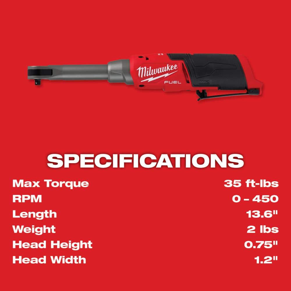 Milwaukee M12 FUEL 12V Lithium-Ion Brushless Cordless 1/4 in. Extended Reach High Speed Ratchet (Tool Only) 2568-20 Milwaukee M12 FUEL 12V Lithium-Ion Brushless Cordless 1/4 in. Extended Reach High Speed Ratchet (Tool Only) 2568-20