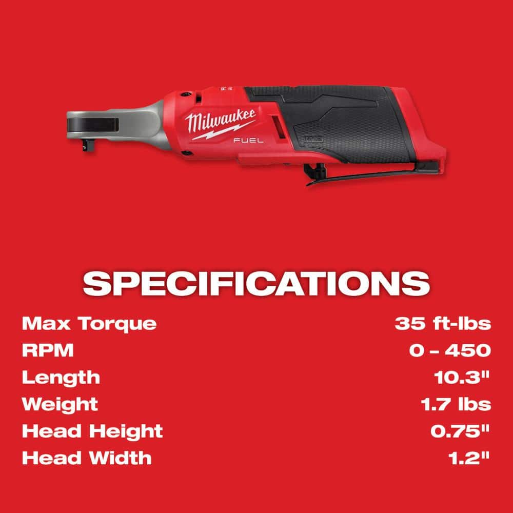 Milwaukee M12 FUEL 12V Lithium-Ion Brushless Cordless High Speed 1/4 in. Ratchet (Tool-Only) 2566-20