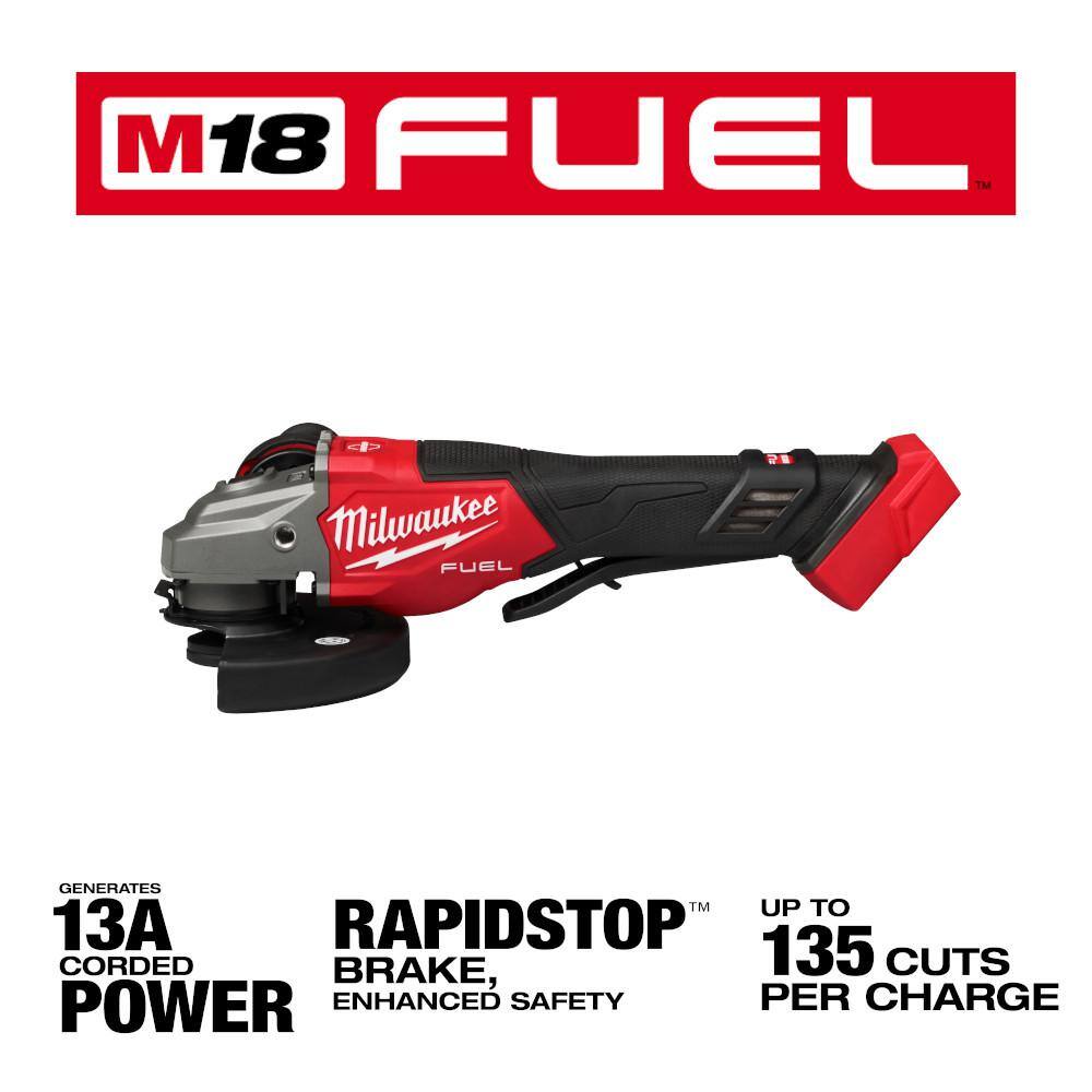 Milwaukee M18 FUEL 18-Volt Lithium-Ion Brushless Cordless 4-1/2 in./6 in. Braking Grinder with Paddle Switch (Tool-Only) 3670-20 Milwaukee M18 FUEL 18-Volt Lithium-Ion Brushless Cordless 4-1/2 in./6 in. Braking Grinder with Paddle Switch (Tool-Only) 3670-20