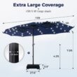 Sunshine Valley 15-Feet Steel Blue No-tilt Market Patio Umbrella with Lights and with Base