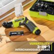 RYOBI USB Lithium Multi-Head Screwdriver Kit w/2Ah Battery, Charging Cable, 10-Piece Bit Set, Case and 3-Interchangeable Heads FVD51K