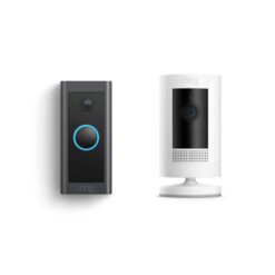 Ring Wired Video Doorbell with Stick Up Cam Battery, White B0C59J1S8X