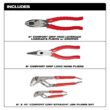 Milwaukee 10 in. High Leverage Lineman's Pliers with Crimper and Long Nose Pliers & 6 in./10 in. Straight-Jaw Pliers Set (4-Piece) 48-22-6100-48-22-6101-48-22-6330