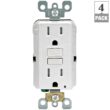 Leviton 15 Amp 125-Volt Duplex SmarTest Self-Test SmartlockPro Tamper Resistant GFCI Outlet, White (4-Pack) GFTR1-4W M42-GFTR1-04W