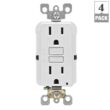 Leviton 15 Amp 125-Volt Duplex Self-Test Slim GFCI Outlet, White (4-Pack) GFNT1-4W M42-GFNT1-04W