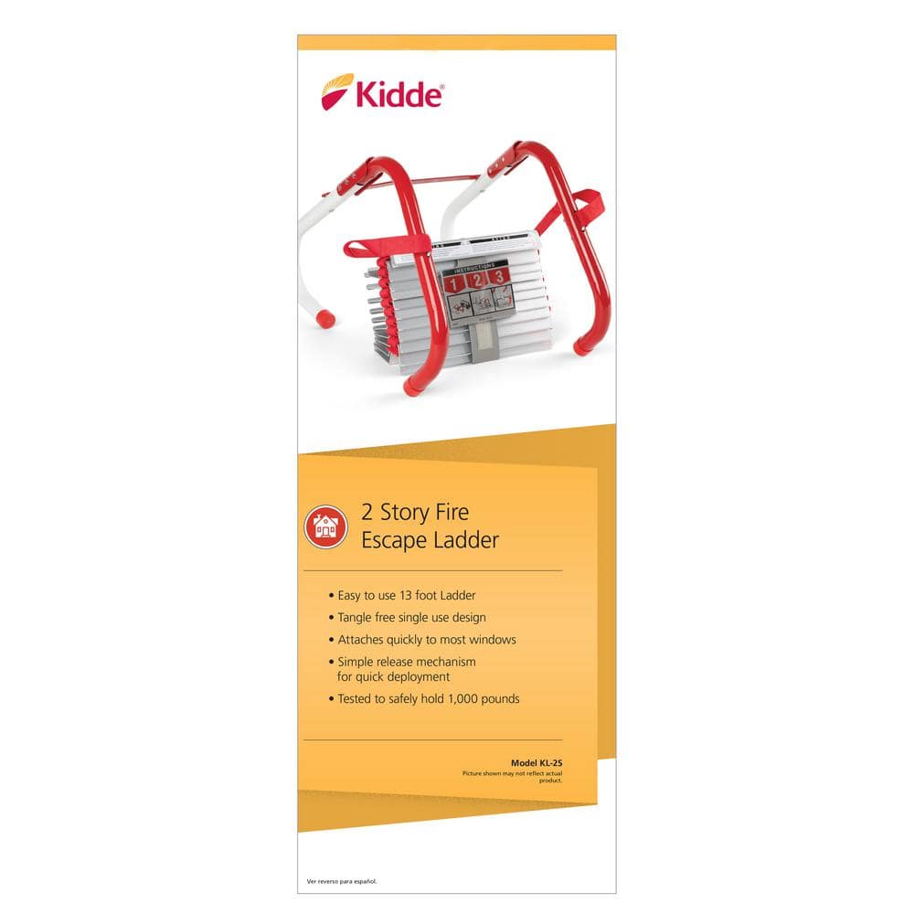 Kidde Fire Escape Ladder, 2-Story, 13 ft. Long, 1,000 lb. Load Capacity 21030942 Kidde Fire Escape Ladder, 2-Story, 13 ft. Long, 1,000 lb. Load Capacity 21030942