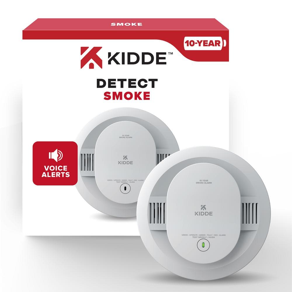 Kidde 10-Year Battery Powered Smoke Detector with Photoelectric Sensor and Voice Alerts 21033065 Kidde 10-Year Battery Powered Smoke Detector with Photoelectric Sensor and Voice Alerts 21033065