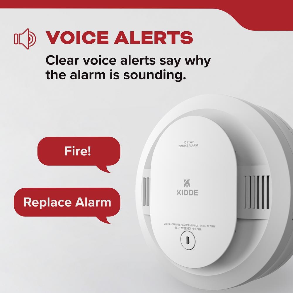 Kidde 10-Year Battery Powered Smoke Detector with Photoelectric Sensor and Voice Alerts 21033065 Kidde 10-Year Battery Powered Smoke Detector with Photoelectric Sensor and Voice Alerts 21033065 21033065