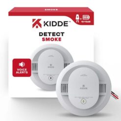 Kidde Hardwired Smoke Detector with 10-Year Battery Backup, Voice Alerts, Interconnectable and LED Warning Lights 21033154