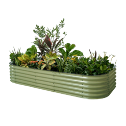 Vego Garden 48-in W x 96-in L x 17-in H Olive Green Metal Raised Garden Bed