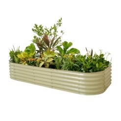 Vego Garden 48-in W x 96-in L x 17-in H Pearl White Metal Raised Garden Bed