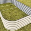 Vego Garden 48-in W x 96-in L x 17-in H Pearl White Metal Raised Garden Bed Vego Garden 48-in W x 96-in L x 17-in H Pearl White Metal Raised Garden Bed