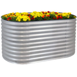 Sunnydaze Decor 62.5-in W x 32-in L x 32-in H Elevated Silver Galvanized Metal Raised Garden Bed
