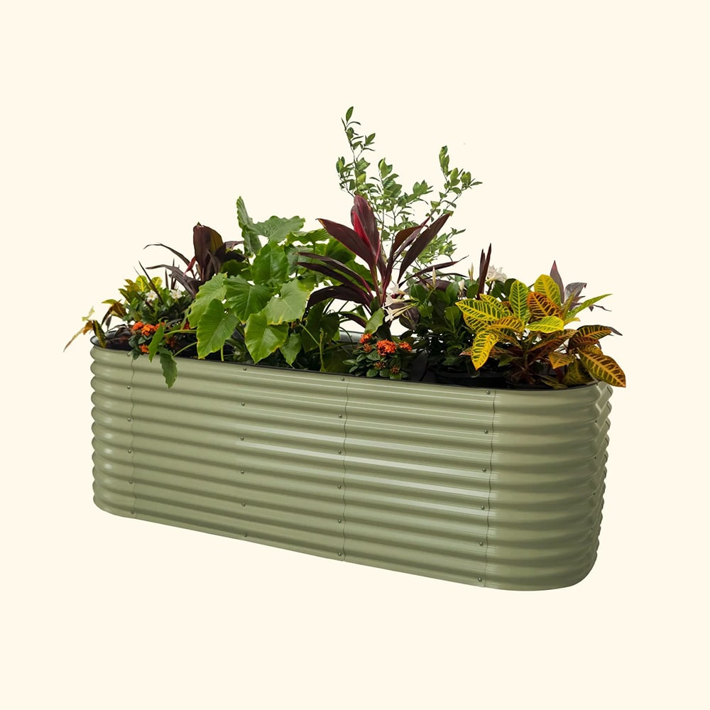 Vego Garden 48-in W x 96-in L x 32-in H Olive Green Metal Raised Garden Bed Vego Garden 48-in W x 96-in L x 32-in H Olive Green Metal Raised Garden Bed