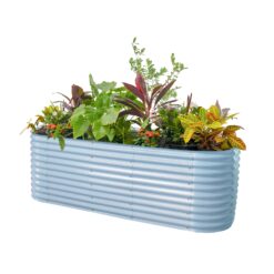 Vego Garden 85-cu ft 48-in W x 96-in L x 32-in H Sky Blue Galvanized Metal Raised Garden Bed