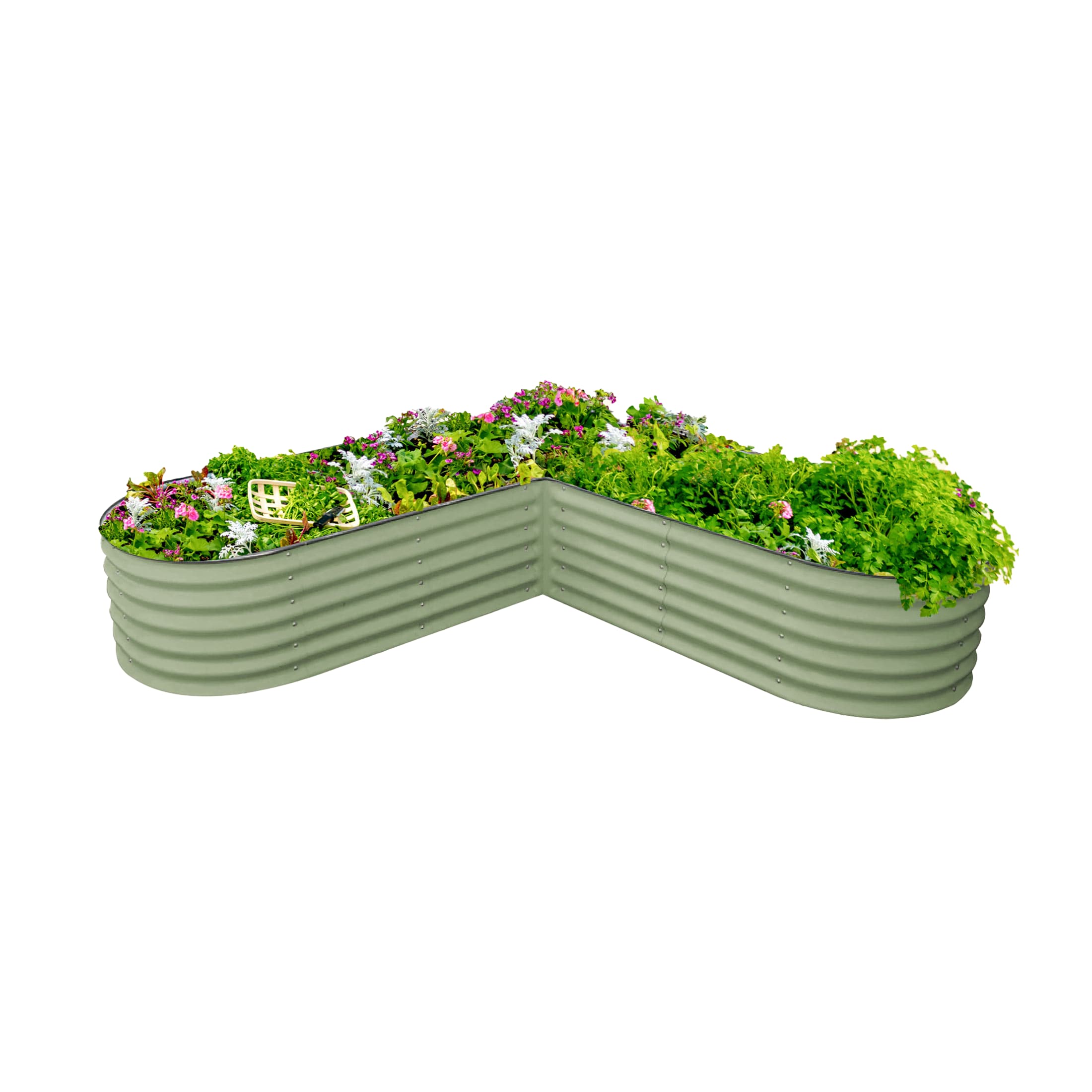 Vego Garden 41-cu ft 84-in W x 84-in L x 17-in H Olive Green Galvanized Metal Raised Garden Bed Vego Garden 41-cu ft 84-in W x 84-in L x 17-in H Olive Green Galvanized Metal Raised Garden Bed