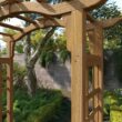 Vita Mezza 4.92-ft W x 7.13-ft H Flat Golden Brown Cedar Garden Arbor