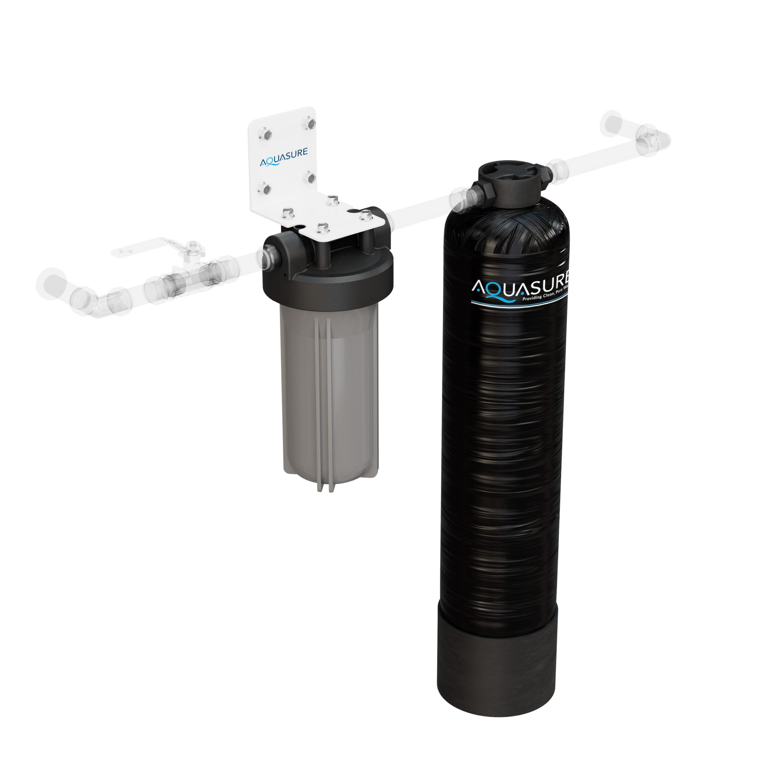 AQUASURE Serene Series Dual-stage 10-GPM Scale control media Hard water Whole House Water Filtration System AQUASURE Serene Series Dual-stage 10-GPM Scale control media Hard water Whole House Water Filtration System