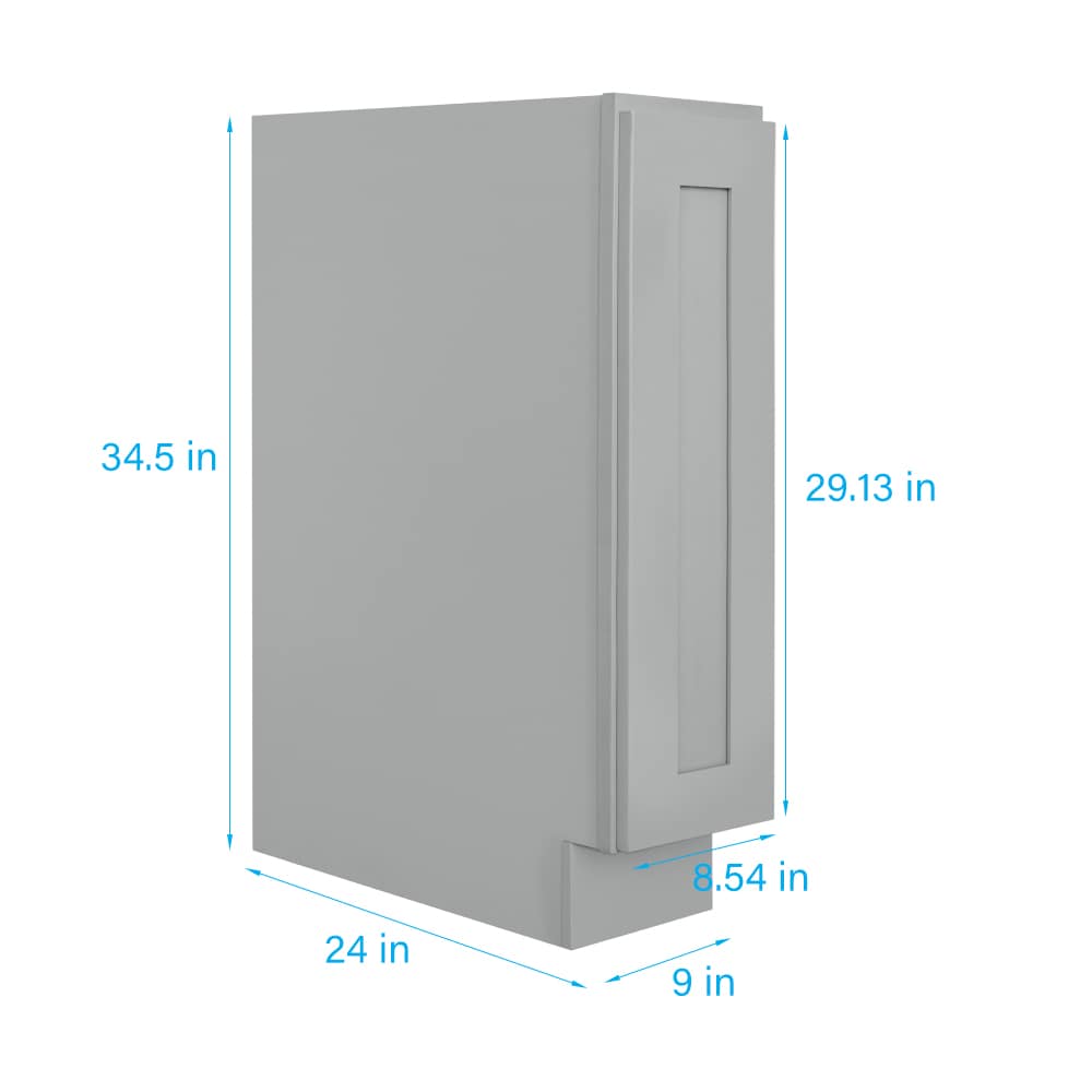 RELIABILT Overlake 9-in W x 34.5-in H x 24-in D Gray Base Ready to assemble Plywood Cabinet (Recessed Panel Shaker) RELIABILT Overlake 9-in W x 34.5-in H x 24-in D Gray Base Ready to assemble Plywood Cabinet (Recessed Panel Shaker)