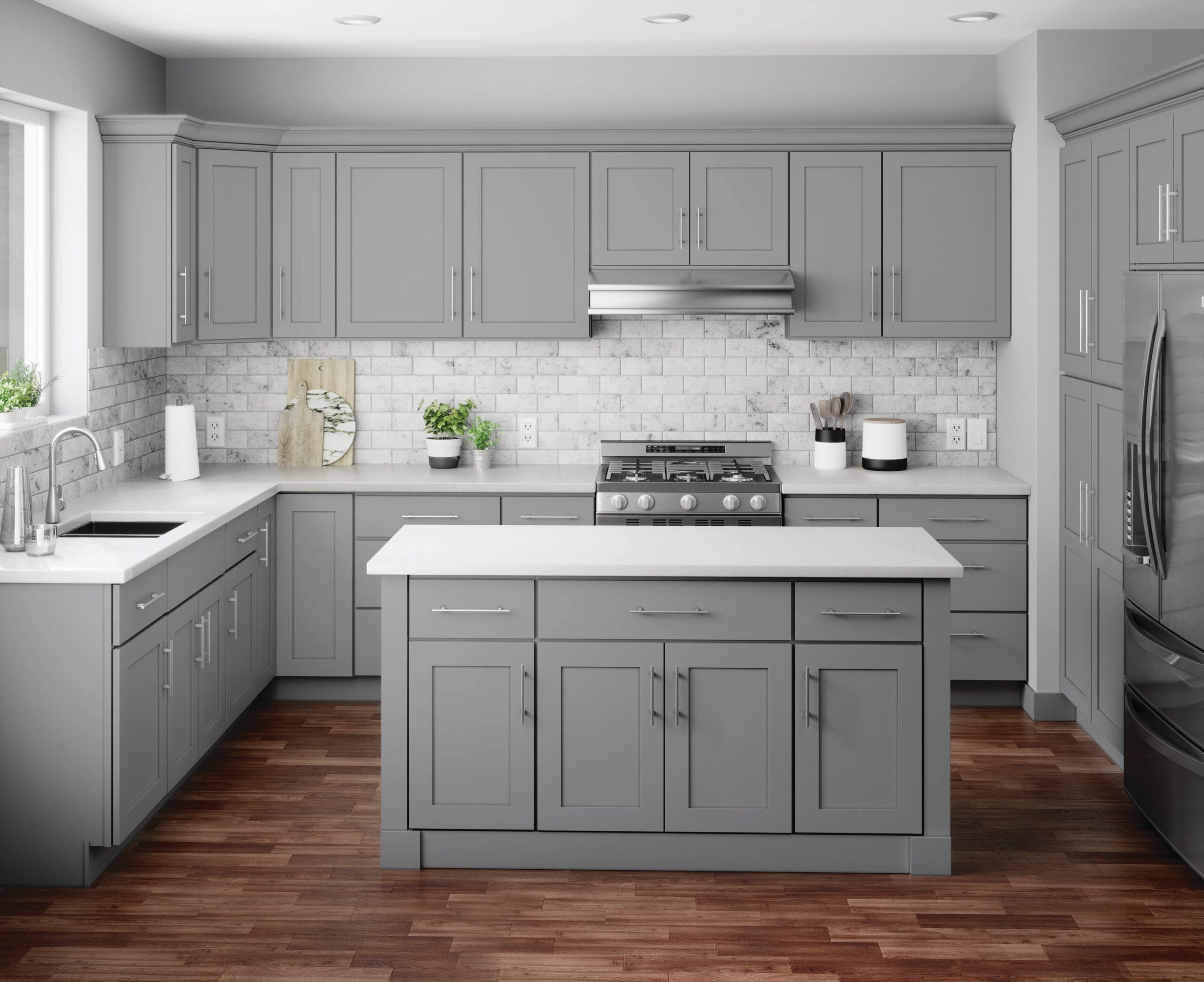 RELIABILT Overlake 9-in W x 34.5-in H x 24-in D Gray Base Ready to assemble Plywood Cabinet (Recessed Panel Shaker) RELIABILT Overlake 9-in W x 34.5-in H x 24-in D Gray Base Ready to assemble Plywood Cabinet (Recessed Panel Shaker)