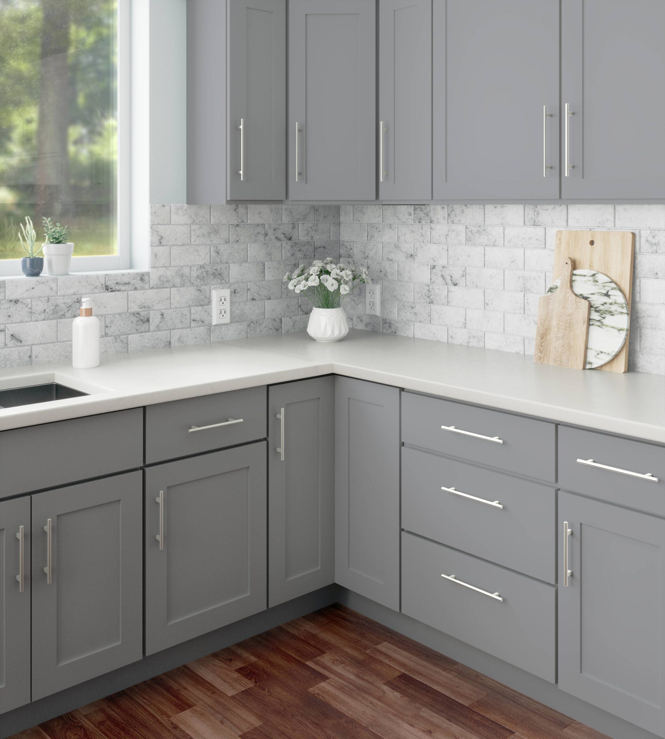 RELIABILT Overlake 9-in W x 34.5-in H x 24-in D Gray Base Ready to assemble Plywood Cabinet (Recessed Panel Shaker) RELIABILT Overlake 9-in W x 34.5-in H x 24-in D Gray Base Ready to assemble Plywood Cabinet (Recessed Panel Shaker)