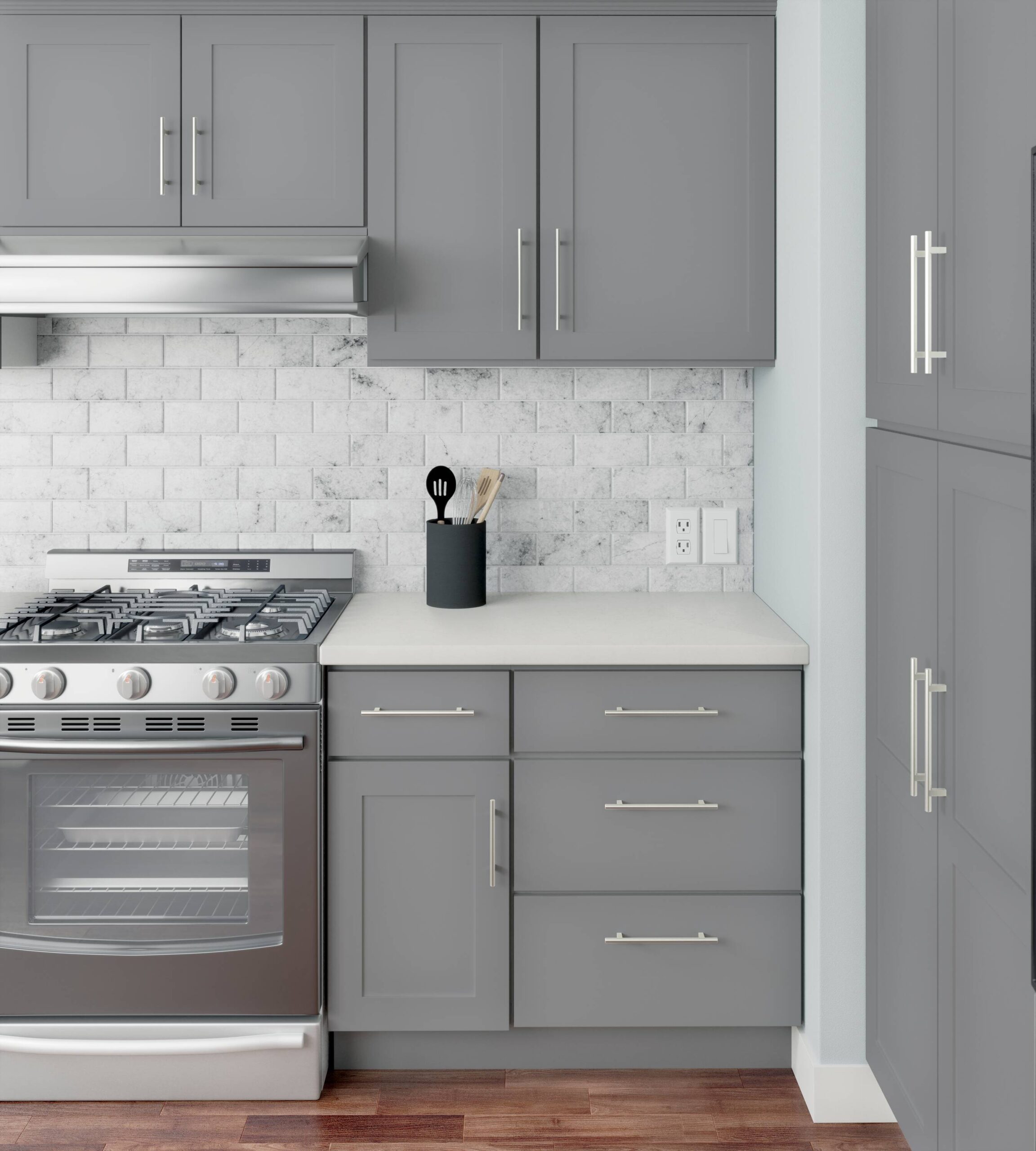 RELIABILT Overlake 9-in W x 34.5-in H x 24-in D Gray Base Ready to assemble Plywood Cabinet (Recessed Panel Shaker) RELIABILT Overlake 9-in W x 34.5-in H x 24-in D Gray Base Ready to assemble Plywood Cabinet (Recessed Panel Shaker)