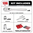 Milwaukee 3/8 in. and 1/4 in. Drive SAE/Metric Ratchet and Socket Mechanics Tool Set with PACKOUT Case (106-Piece) 48-22-9486