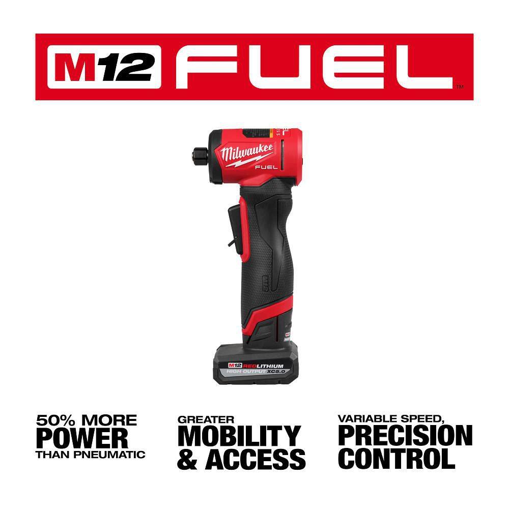 Milwaukee M12 FUEL 12V Lithium-Ion Brushless Cordless 1/4 in. Right Angle Die Grinder Kit w/ 5.0 Ah & 2.5 Ah Batteries 3485-22 Milwaukee M12 FUEL 12V Lithium-Ion Brushless Cordless 1/4 in. Right Angle Die Grinder Kit w/ 5.0 Ah & 2.5 Ah Batteries 3485-22