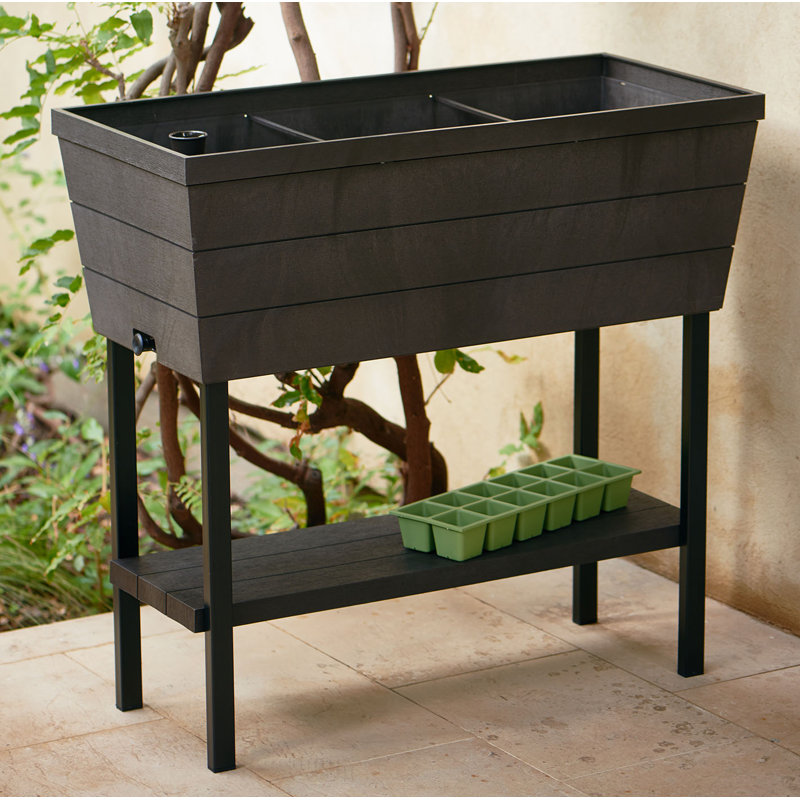 Keter Urban Bloomer Raised Garden Bed with Self-Watering and Drainage System Elevated Raised Planter for Backyard Patio Balcony