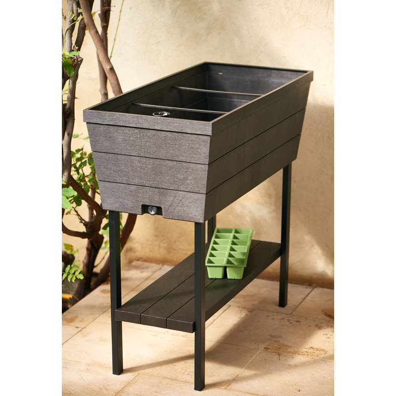 Keter Urban Bloomer Raised Garden Bed with Self-Watering and Drainage System Elevated Raised Planter for Backyard Patio Balcony