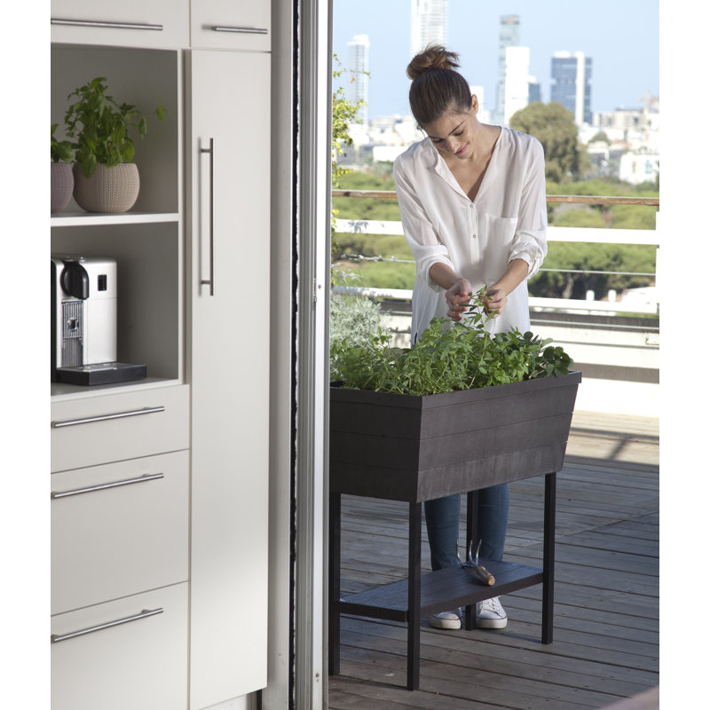 Keter Urban Bloomer Raised Garden Bed with Self-Watering and Drainage System Elevated Raised Planter for Backyard Patio Balcony
