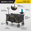 Gorilla Carts Collapsible Outdoor Utility Wagon, Oversize Bed, Black, 0.2' H x 2.1' W x 3.23' D