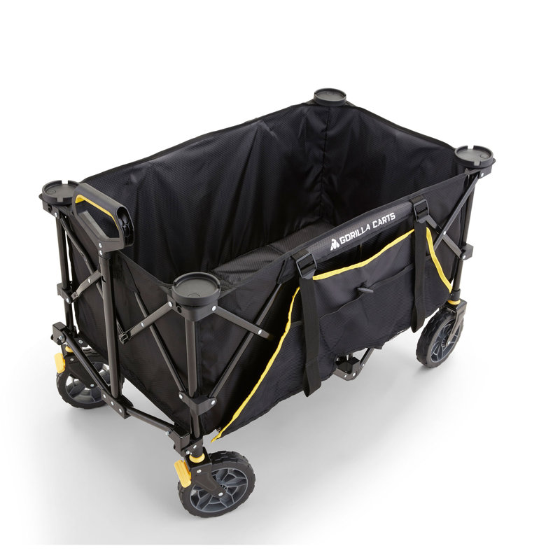 Gorilla Carts Collapsible Outdoor Utility Wagon, Oversize Bed, Black, 0.2' H x 2.1' W x 3.23' D