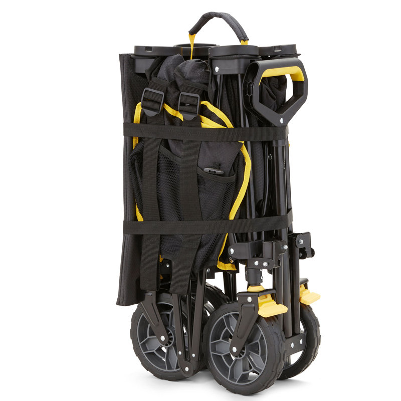 Gorilla Carts Collapsible Outdoor Utility Wagon, Oversize Bed, Black, 0.2' H x 2.1' W x 3.23' D
