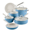 KitchenAid Hard Anodized Ceramic Nonstick Cookware Pots and Pans Set, 10 Piece, Blue