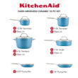 KitchenAid Hard Anodized Ceramic Nonstick Cookware Pots and Pans Set, 10 Piece, Blue