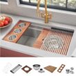 Ruvati Dual-Tier Undermount 33.5-Inches x 19-Inches Stainless steel Single bowl 16 -Gauge Workstation Kitchen Sink