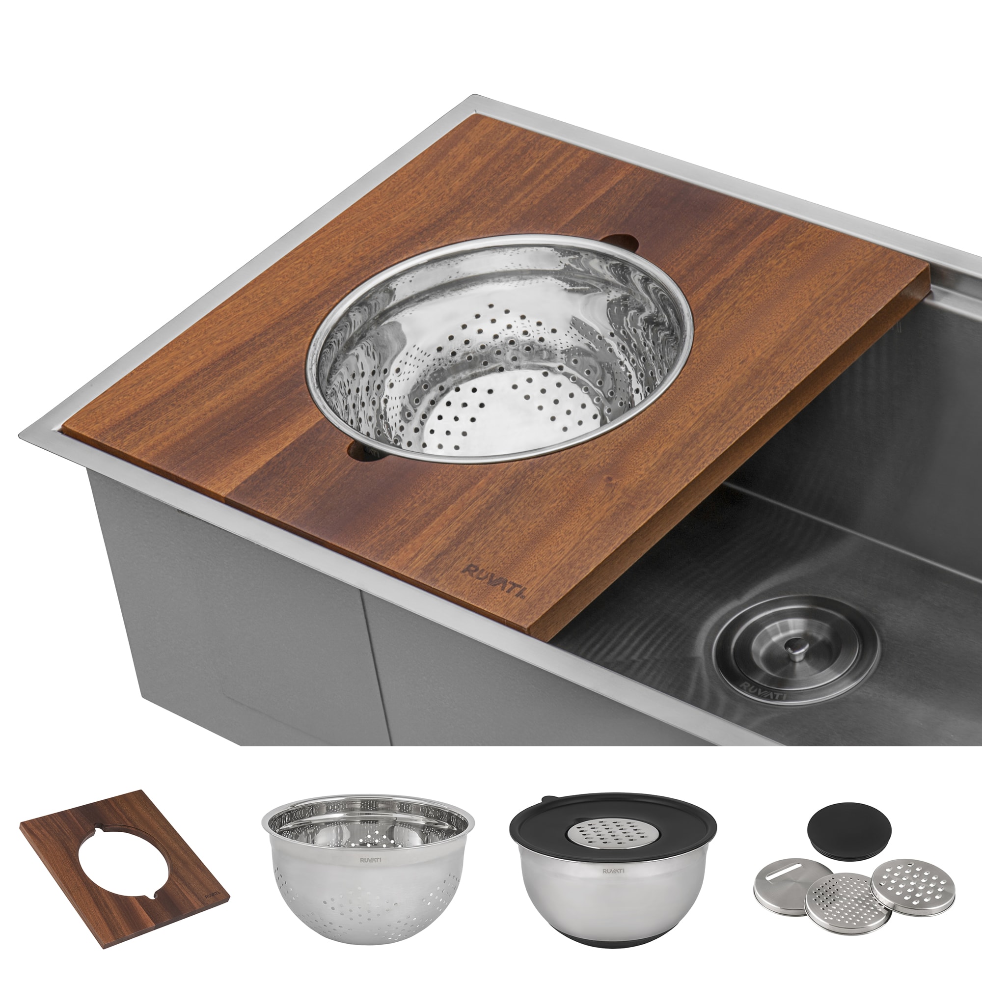 Ruvati Dual-Tier Undermount 33.5-Inches x 19-Inches Stainless steel Single bowl 16 -Gauge Workstation Kitchen Sink Ruvati Dual-Tier Undermount 33.5-Inches x 19-Inches Stainless steel Single bowl 16 -Gauge Workstation Kitchen Sink
