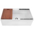 Ruvati Fiore Farmhouse apron front 33-Inches x 18 Fireclay Single bowl Workstation Kitchen Sink