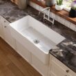 DeerValley Grove Farmhouse apron front 36-Inches x 18-Inches Fireclay Single bowl Kitchen Sink