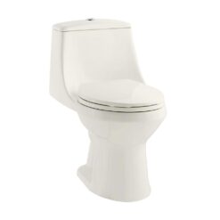 Project Source Laporte Oyster Dual Flush Elongated Chair height Soft Close 1-piece Toilet 12-in Rough-In WaterSense 1.6 GPF