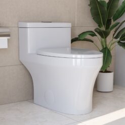 DeerValley Prism White Dual Flush Elongated Chair height Soft Close 1-piece Toilet 12-in Rough-In WaterSense 1.6 GPF