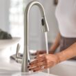 Moen Georgene Spot Resist Stainless Single Handle Deck-mount Touchless Pull-down Kitchen Faucet with Sprayer ( Deck Plate Included ) (Soap Dispenser Included)