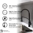 Karran Scottsdale Matte Black Single Handle Deck-mount Pull-down Kitchen Faucet with Sprayer