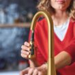 Moen Maureen Brushed Gold Single Handle Deck-mount Pull-down Kitchen Faucet with Sprayer
