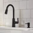 Moen Edwyn Matte Black Single Handle Deck-mount Pull-down Kitchen Faucet with Sprayer ( Deck Plate Included ) (Soap Dispenser Included)